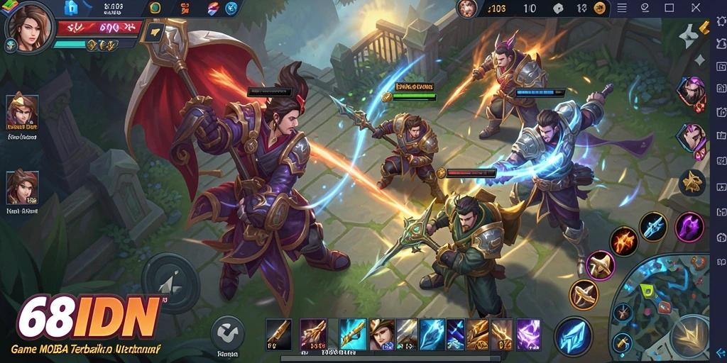 Tampilan gameplay seru dalam 68IDN dengan karakter yang berbeda.