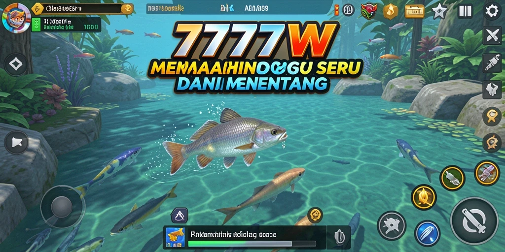 Tampilan gameplay 7777W dengan aksi memancing yang seru dan menantang.