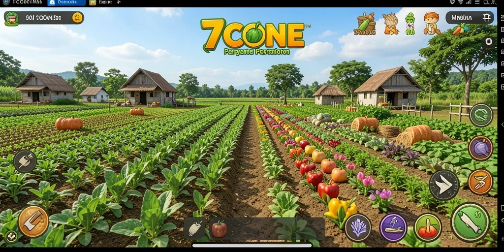 Screenshot gameplay 7CONE menunjukkan keseruan bertani dan mengelola pertanian.