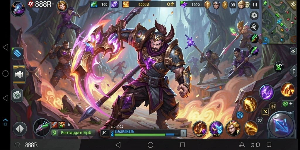 Tangkapan layar dari gameplay MOBA 888R yang seru dan menegangkan.