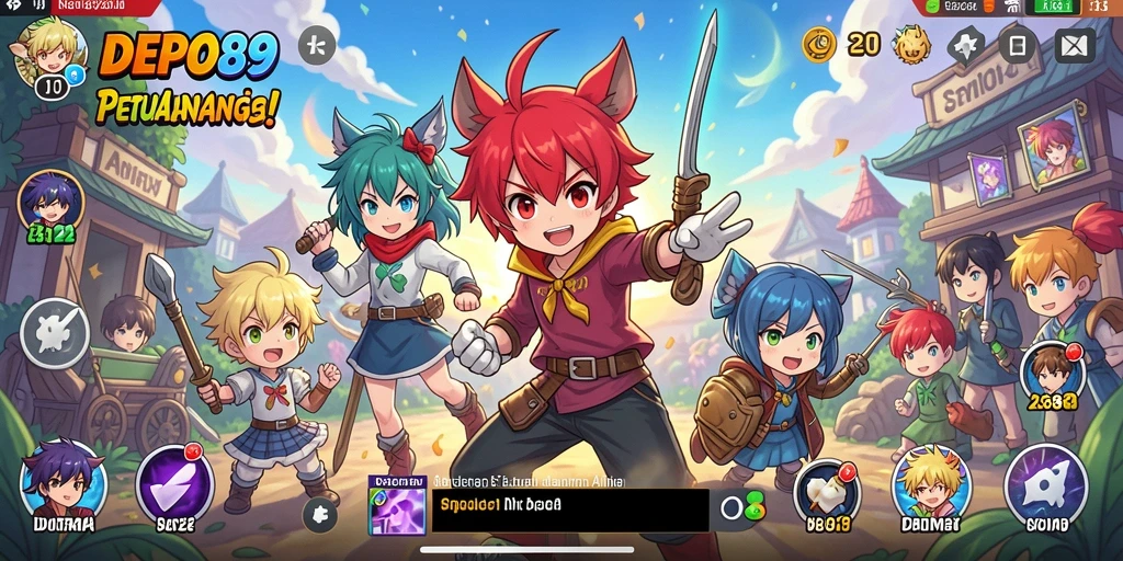 Tampilan gameplay DEPO89 yang penuh aksi dan petualangan anime.
