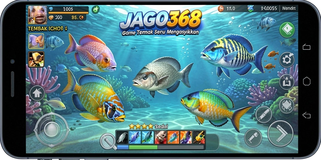 Gameplay seru JAGO368 saat menembak ikan.