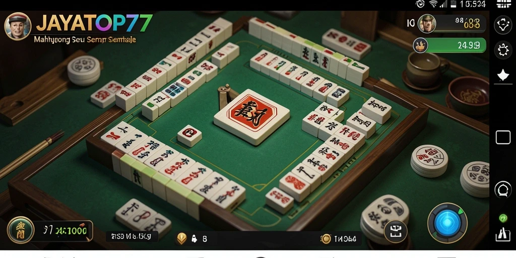 Tampilan gameplay seru JAYATOP77 dengan grafis Mahjong yang menawan.