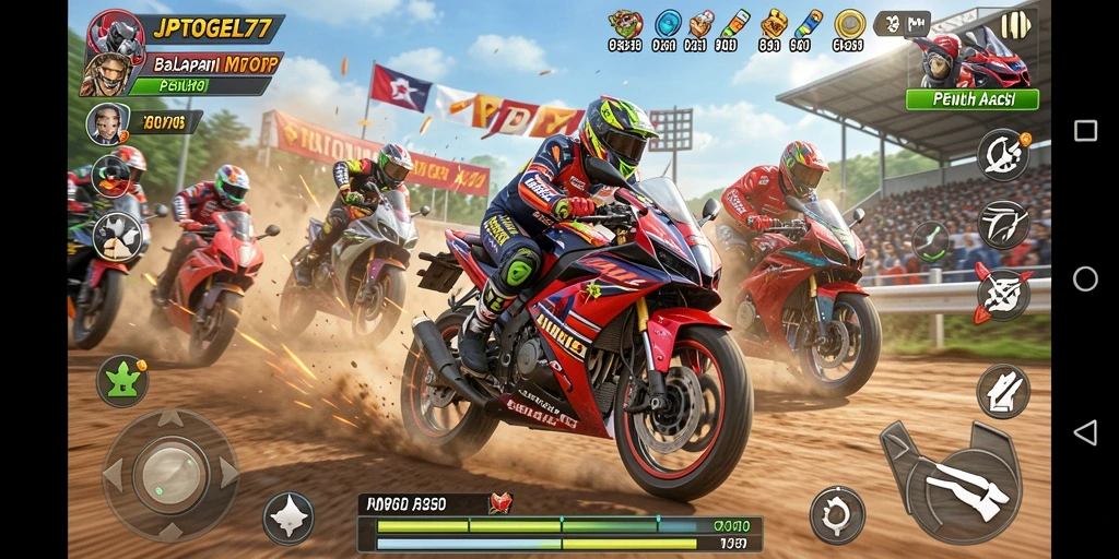 Tampilan gameplay seru dari balapan motor di JPTOGEL77.
