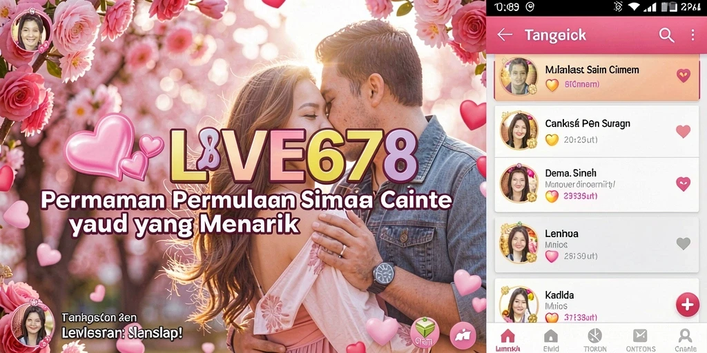 Tampilan screenshot LOVE678 menunjukkan karakter berkencan dalam suasana romantis.