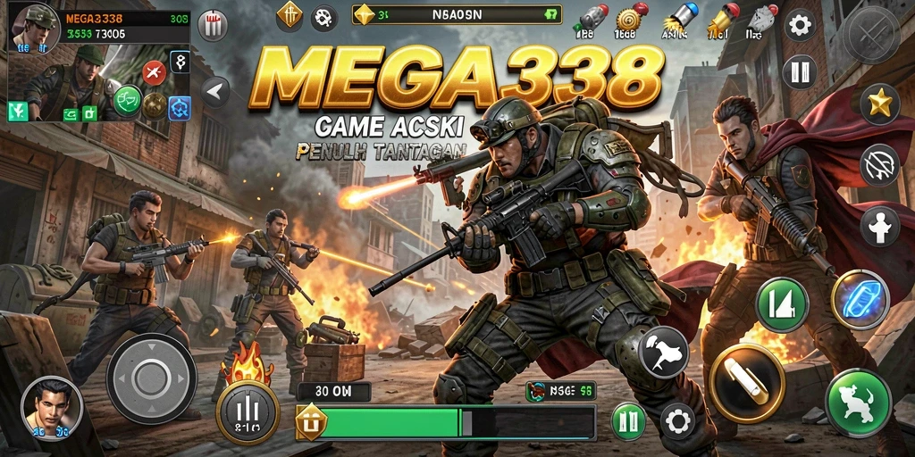 Tangkapan layar menampilkan aksi seru dan intens dalam MEGA338.