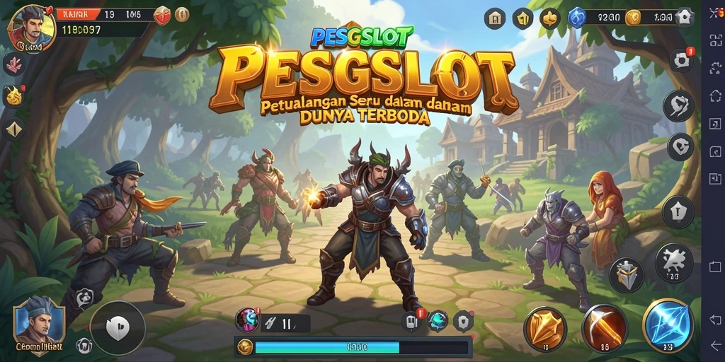 Tampilan gameplay PESGSLOT yang memukau dalam dunia yang luas.