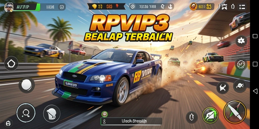 Screenshot menampilkan gameplay balapan yang seru dan mendebarkan.