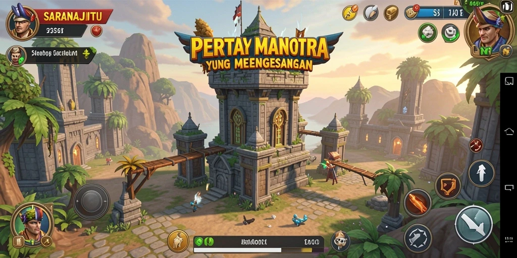 Tampilan gameplay SARANAJITU menampilkan strategi Tower Defense yang intens.