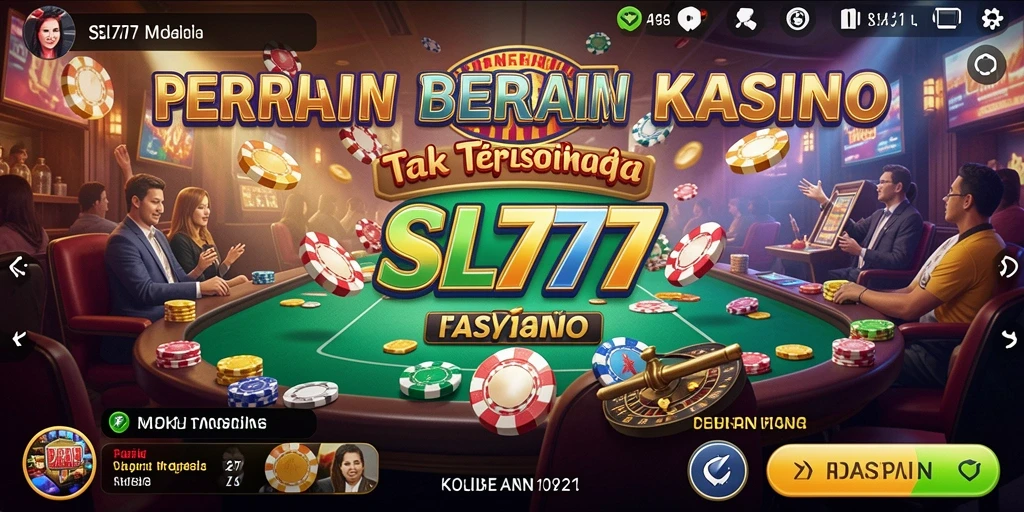 Tampilan menarik gameplay SL777 dengan tema kasino.