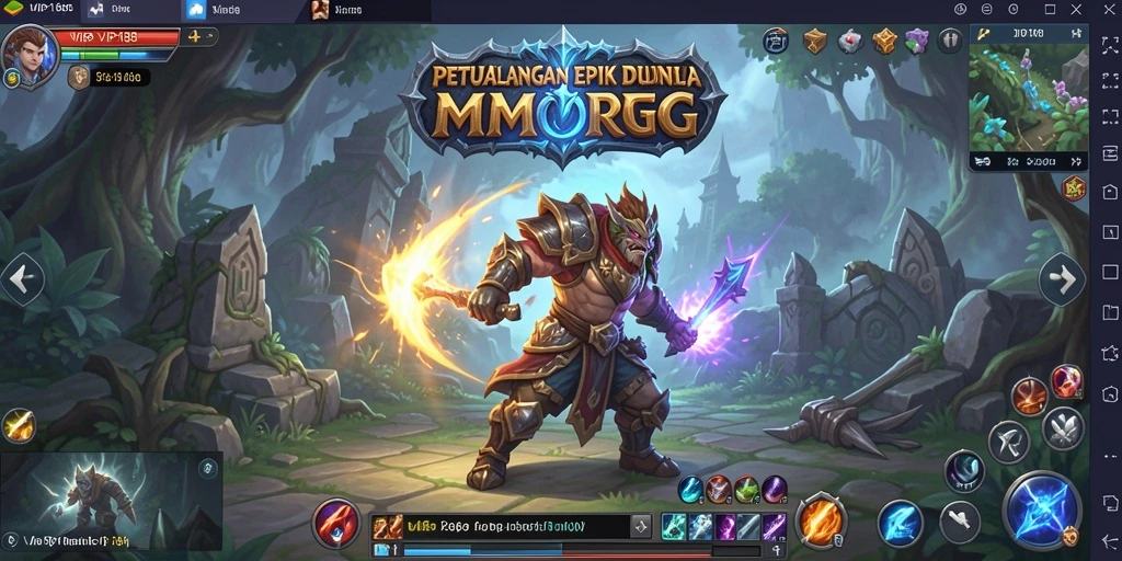 Tampilan gameplay utama VIP188 dengan aksi pertempuran MMORPG yang menegangkan.