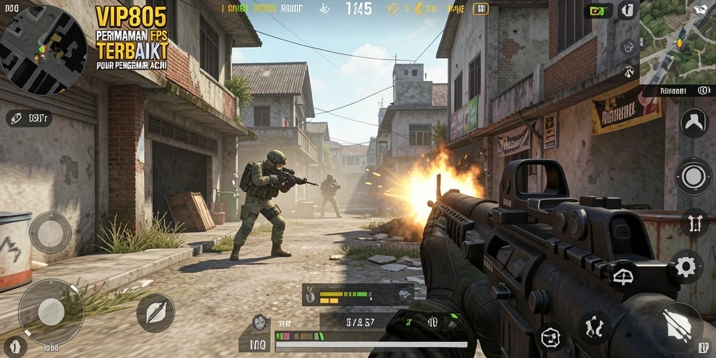Screenshot gameplay VIP805 menampilkan aksi pertempuran mendebarkan.