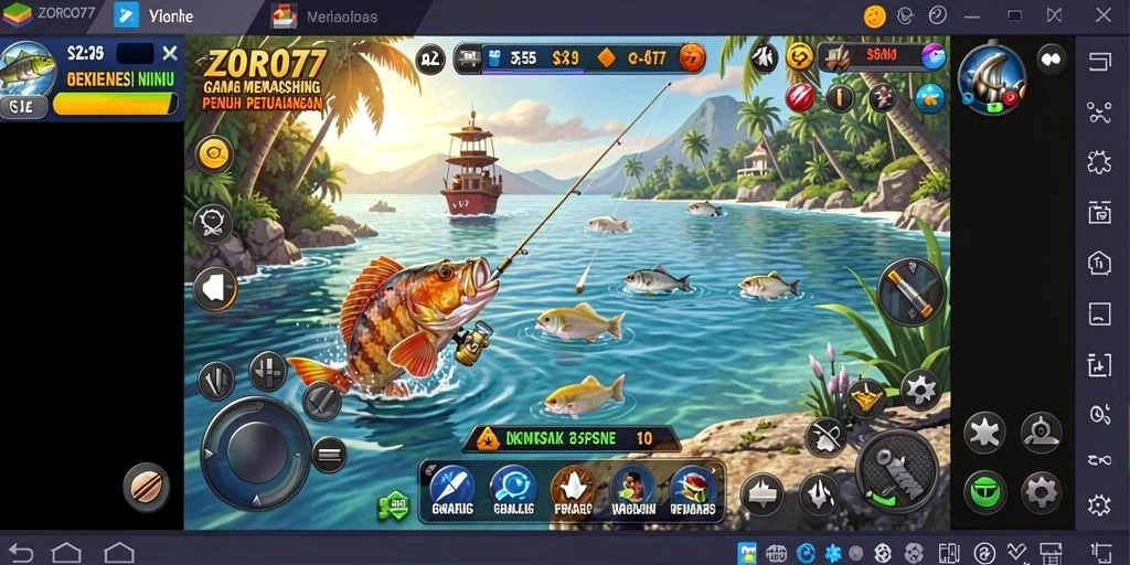 Tampilan gameplay nyata dari ZORO77 saat memancing.